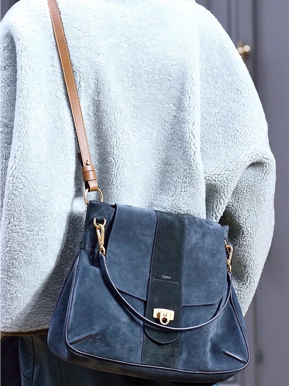 Chloé Lexa Medium Suede
Shoulder Bag-Navy Blue (*NWOT)